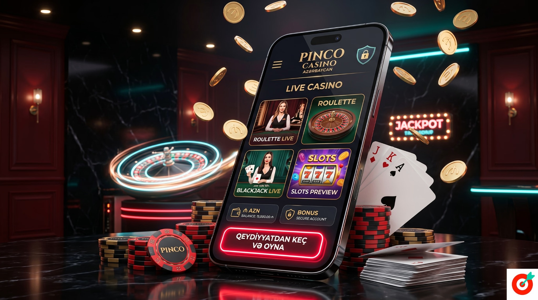 Pinco Casino əsas səhifəsində canlı casino və oyun bölmələri
